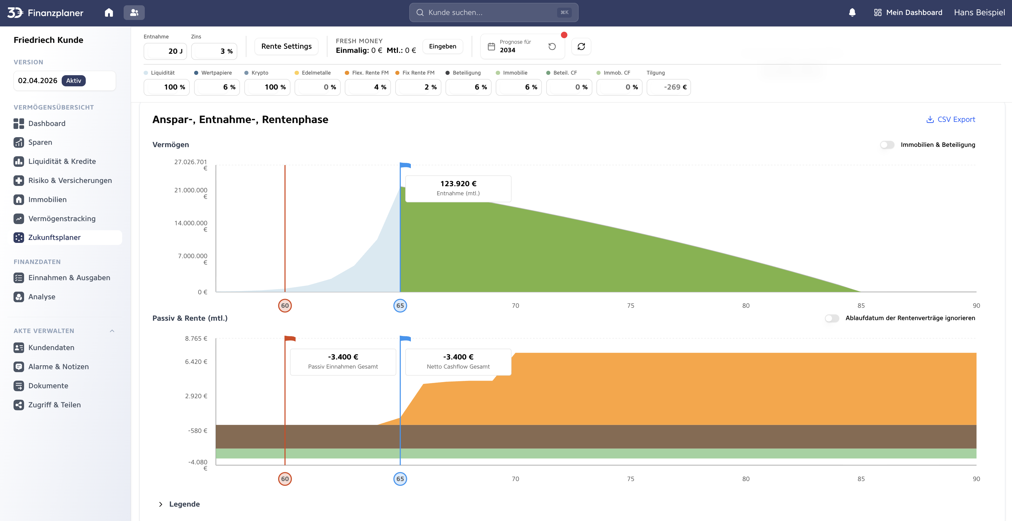 3D Finanzplaner — Wealth simulation platform