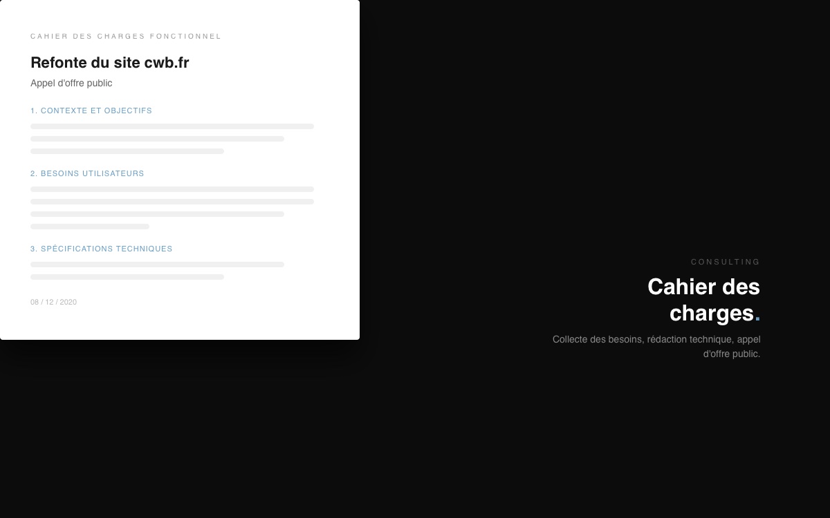 CWB.fr — Technical specifications for public tender